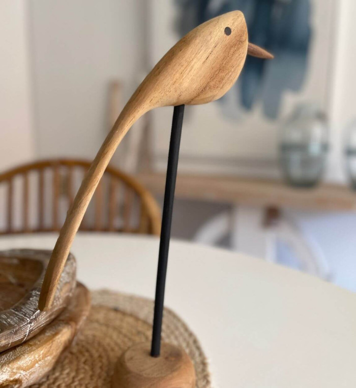Figura pájaro de madera 8 x 8 x 34