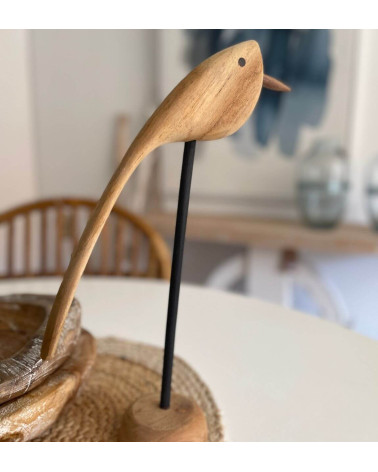 Figura pájaro de madera 8 x 8 x 34