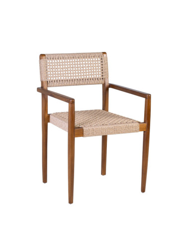 Teak and rope armchair 53 x 51 x 80