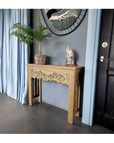 Carved teak console 100 x 30 x 80