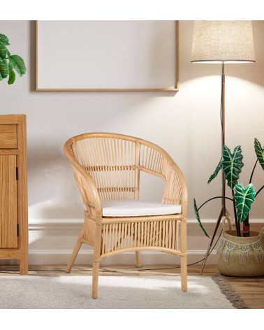 FABIANO - Rattan armchair with cushion 60 x 67 x 81