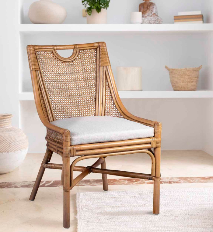 BISTRO - Rattan chair with cushion 56 x 62 x 90