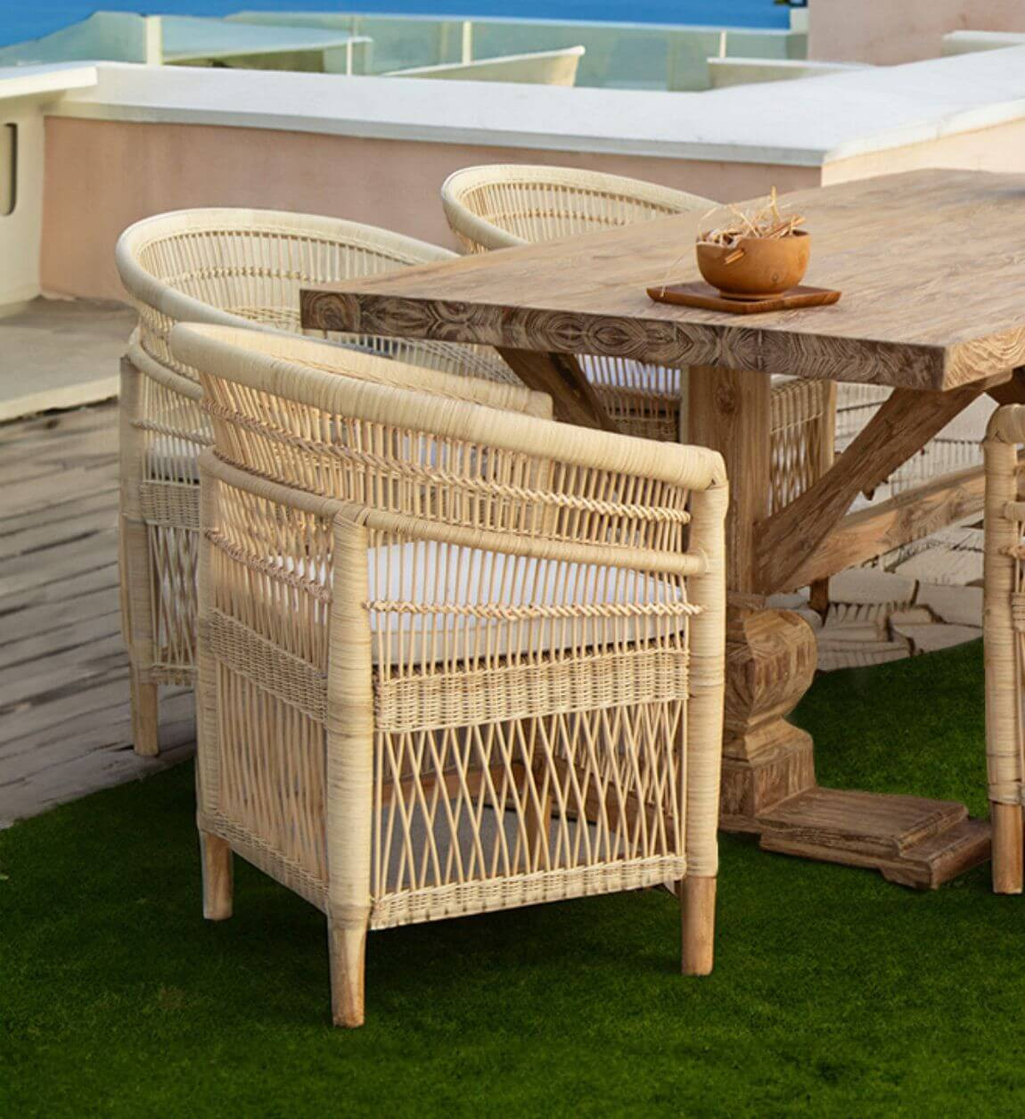 RATTAN - Poltrona in rattan con cuscino 68 x 62 x 84