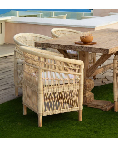 RATTAN - Poltrona in rattan con cuscino 68 x 62 x 84