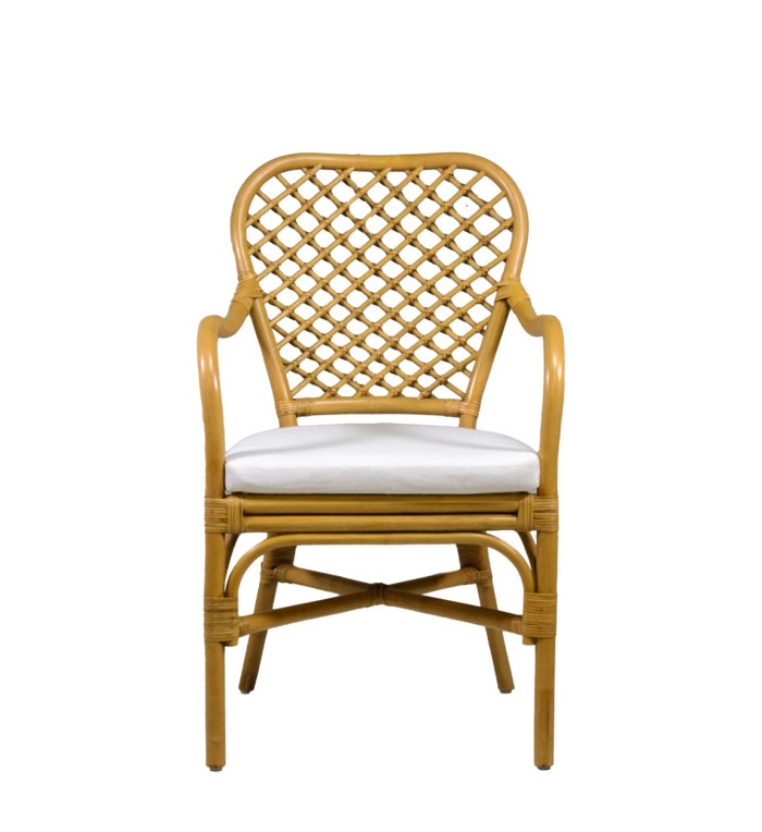 BISTRO - Poltrona in rattan con cuscino 56 x 64 x 95