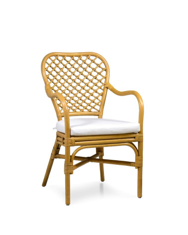 BISTRO - Rattan armchair with cushion 56 x 64 x 95