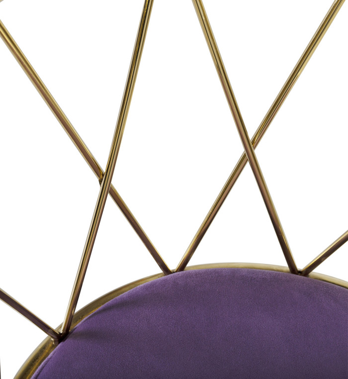 BERLIN - Set of 2 violet fabric and steel chair 49 x 43 x 75