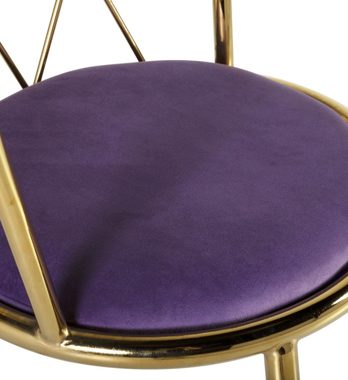 BERLIN - Set of 2 violet fabric and steel chair 49 x 43 x 75