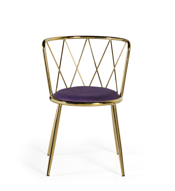 BERLIN - Set of 2 violet fabric and steel chair 49 x 43 x 75