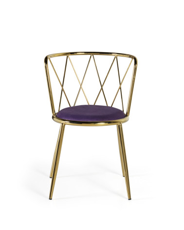 BERLIN - Set of 2 violet fabric and steel chair 49 x 43 x 75