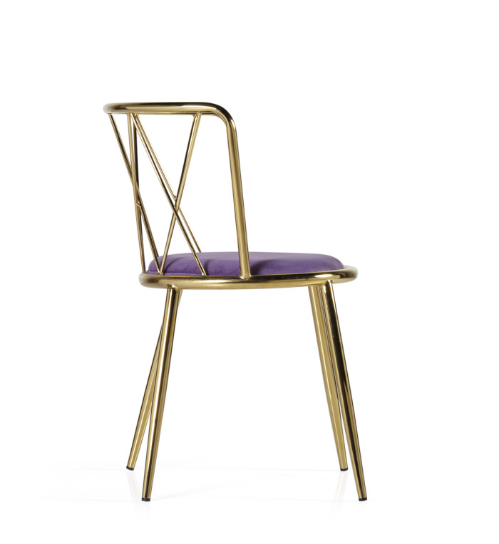 BERLIN - Set of 2 violet fabric and steel chair 49 x 43 x 75