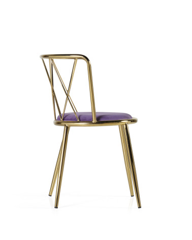 BERLIN - Set of 2 violet fabric and steel chair 49 x 43 x 75