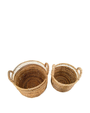 DAVOS - Set di 2 ceste in rattan 45 x 45 x 44 / 38 x 38 x 39