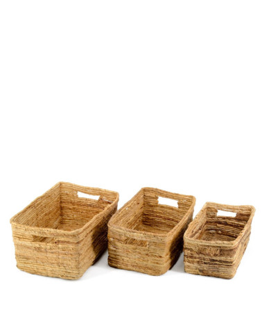 DAVOS - Set de 3 cestas en banana 35 x 23 x 18 / 31 x 20 x 16 / 28 x 17 x 14