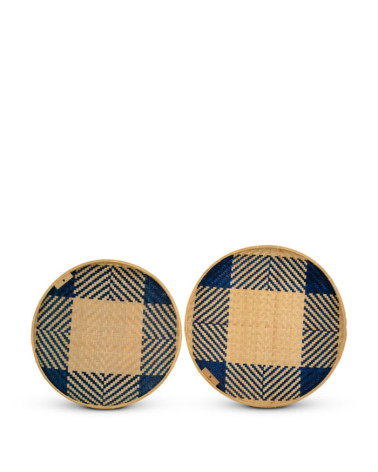 DAVOS - Set of 2 bamboo trays 55 x 55 x 3 / 50 x 50 x 3