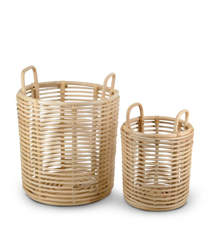 Set of 2 rattan baskets 40 x 40 x 54 / 30 x 30 x 42