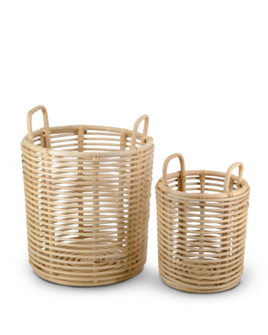 Set of 2 rattan baskets 40 x 40 x 54 / 30 x 30 x 42