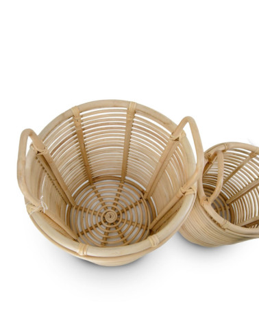 Set of 2 rattan baskets 40 x 40 x 54 / 30 x 30 x 42