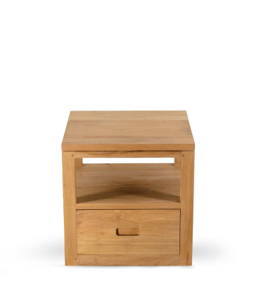 TEIDE - Floating teak nightstand 40 x 40 x 40