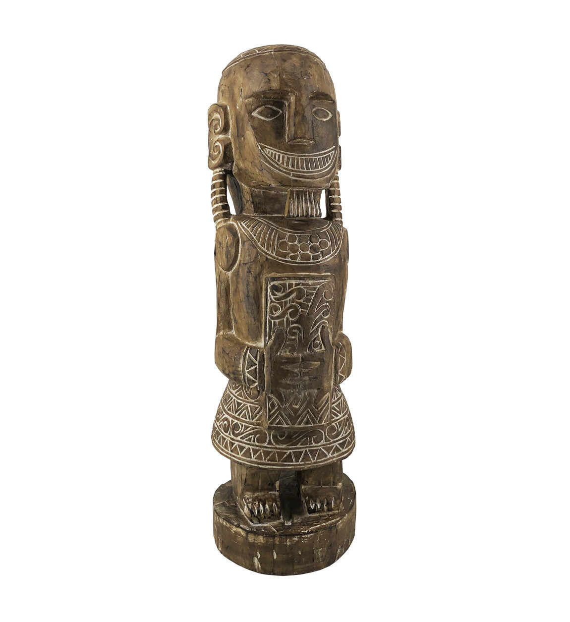 Figure totem primitif en manguier 25 x 25 x 100