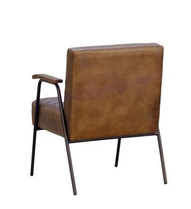 BOSTON - Fauteuil en fer et cuir 62 x 65 x 77