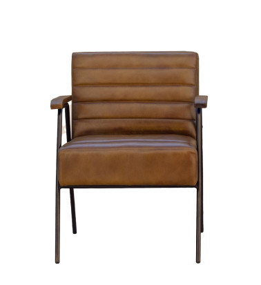 BOSTON - Fauteuil en fer et cuir 62 x 65 x 77