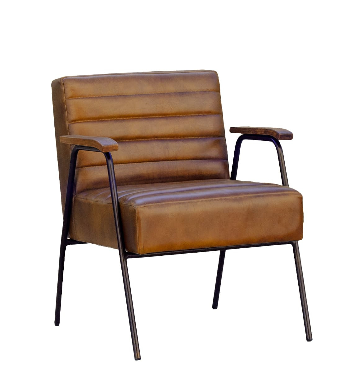 BOSTON - Fauteuil en fer et cuir 62 x 65 x 77