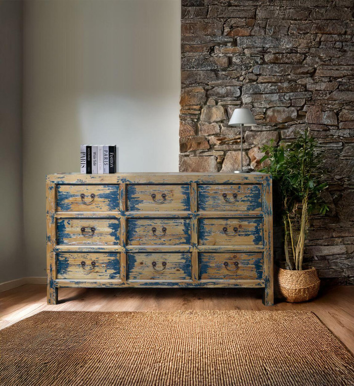 CORDOBA - Pine Wood Chest of Drawers 150 x 45 x 90