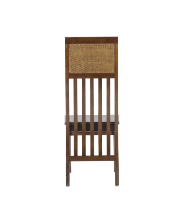 FLAMINGO - Set of 2 mahogany wood and brown rattan chairs 45 x 50 x 110