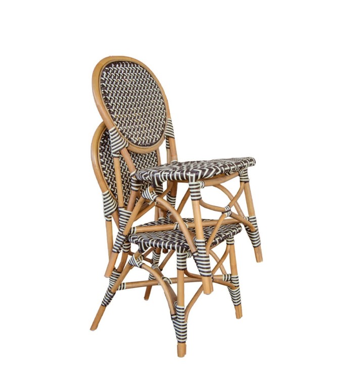 BISTRO - Set aus 2 Stühlen aus schwarzem Rattan 52 x 56 x 92