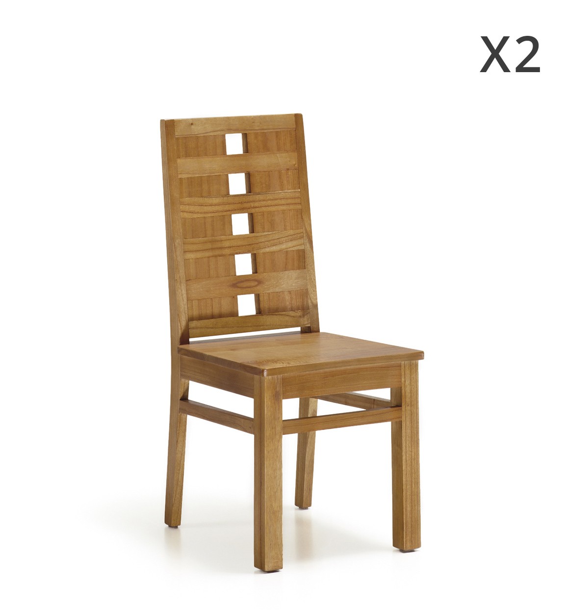 MADHU - Ensemble de 2 chaises en bois marron 45 x 55 x 100