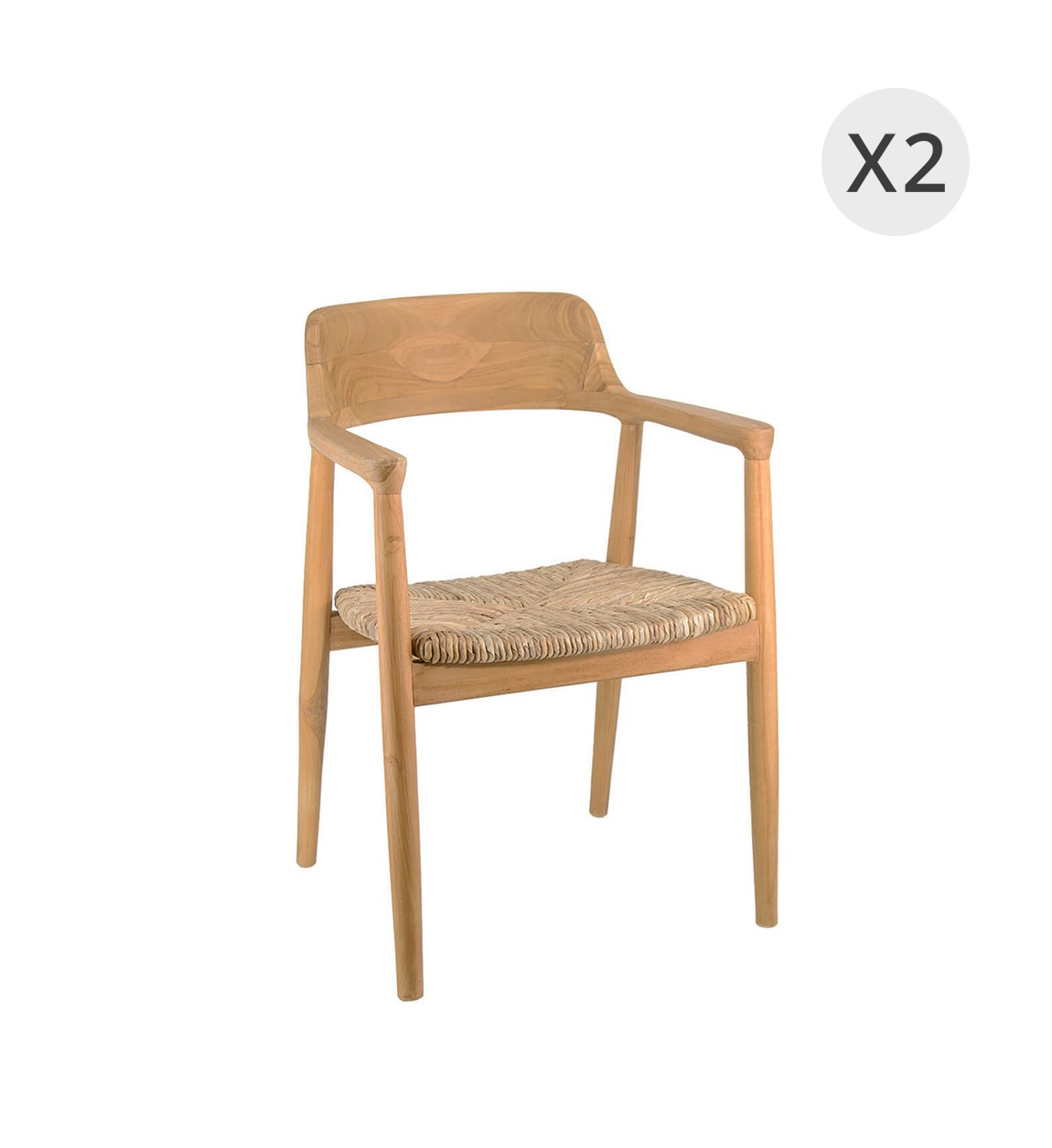 HIROSHIMA - Ensemble de 2 chaises en teck 56 x 54 x 83