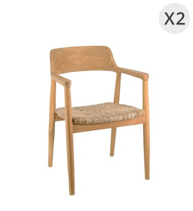 HIROSHIMA - Set di 2 sedie in teak 56 x 54 x 83