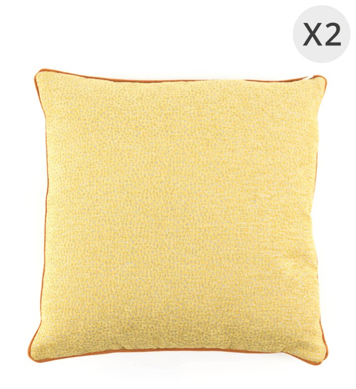 OSCAR - Set de 2 cojines de poliéster amarillo 45 x 45