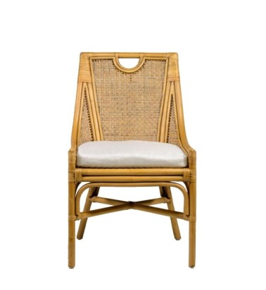 BISTRO - Conjunto de 2 cadeiras de rattan com almofada 56 x 62 x 90