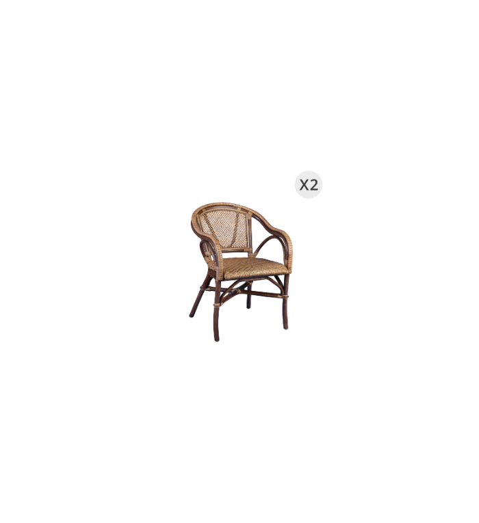 BISTRO - Ensemble de 2 fauteuils en rotin 56 x 62 x 80