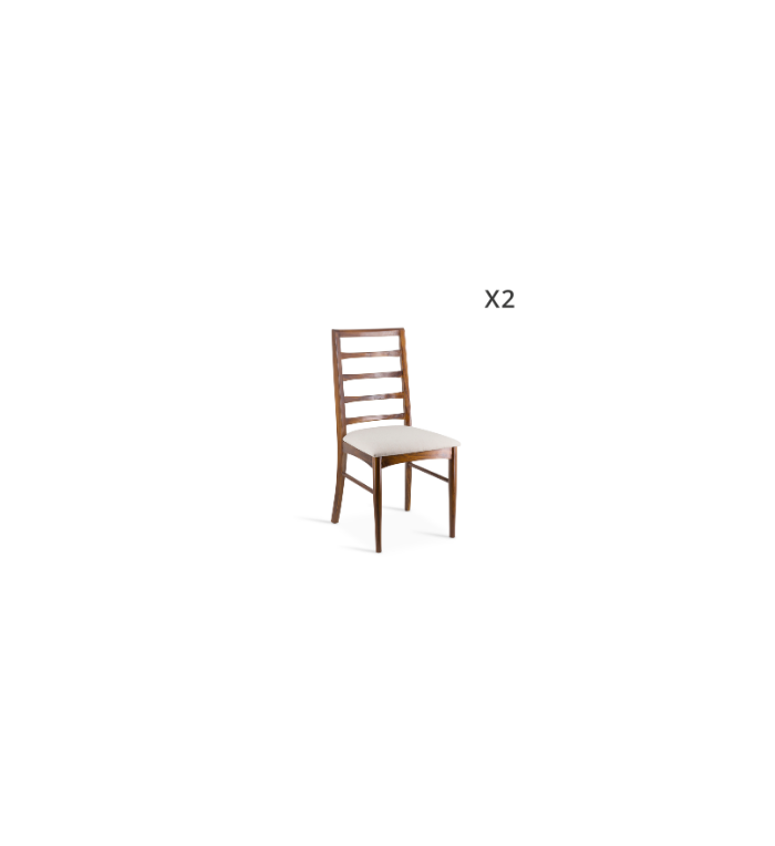 KATE - Set of 2 brown teak wood chairs 48 x 47 x 95