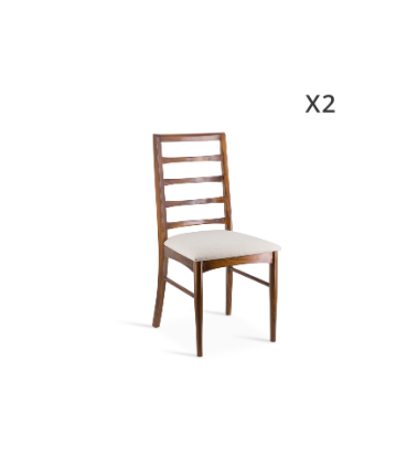 KATE - Set of 2 brown teak wood chairs 48 x 47 x 95