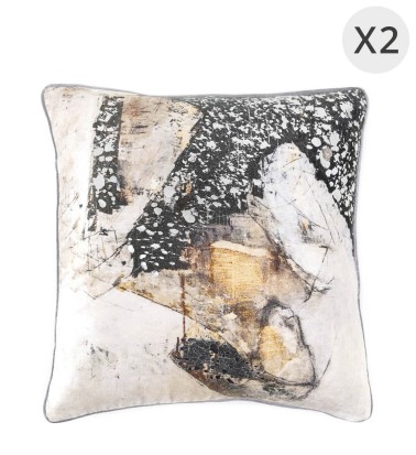 DELHI - Set of 2 silver velvet cushions 45 x 45