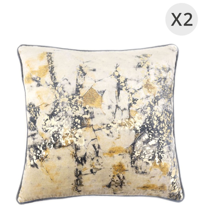 DELHI - Set of 2 golden velvet cushions 45 x 45