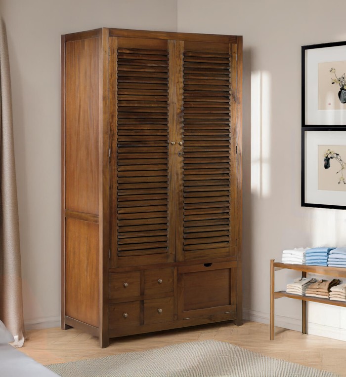 FLAMINGO - Mahagoni-Schrank mit Schuhregal 108 x 50 x 200