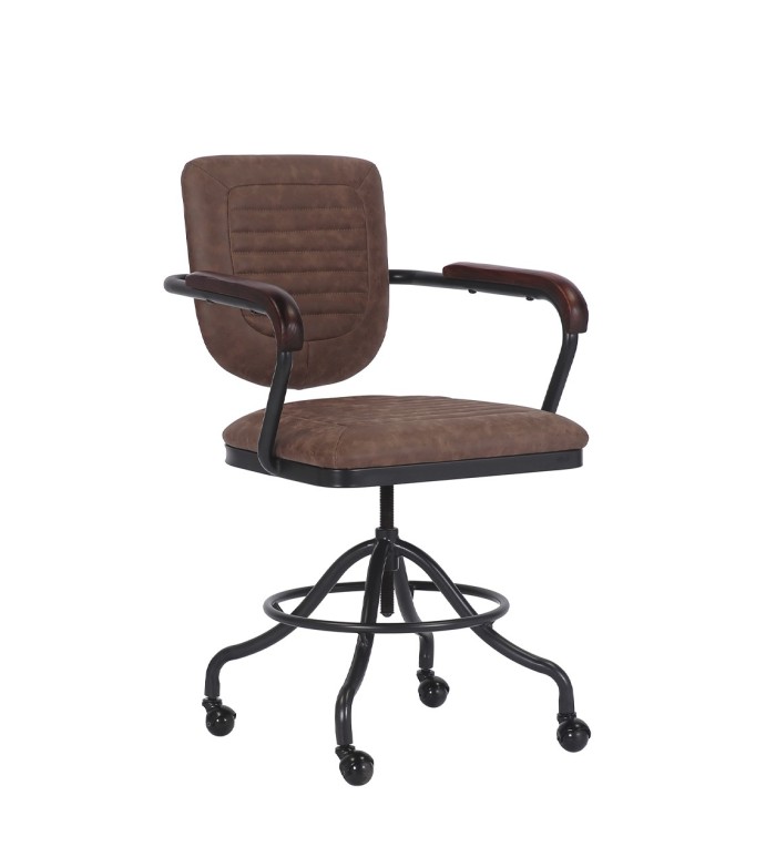 DETROIT - Height-adjustable iron and PU armchair 60 x 58 x 83-100