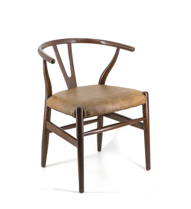 CAMEL - Teak and leather chair 50 x 50 x 73