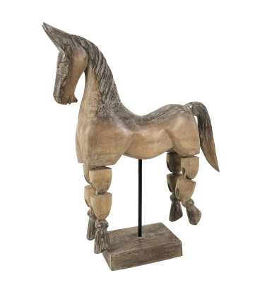 Figura caballo de madera de color marrón 45 x 12 x 55