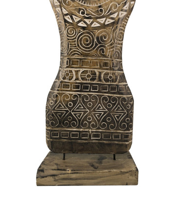 Brown wood carved sun figure 36  x 18 x 120