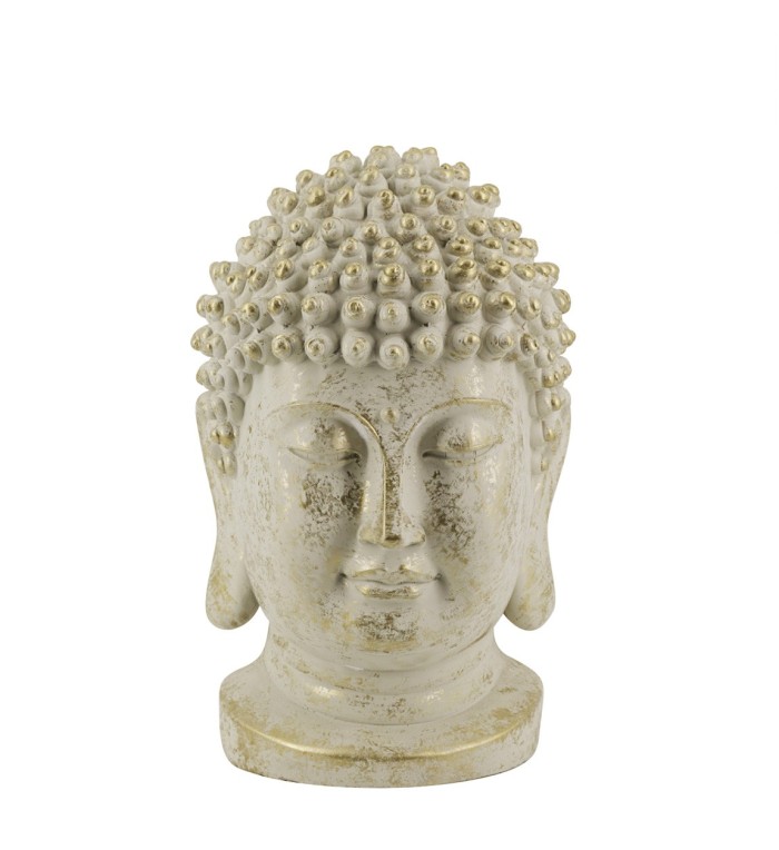 FIGUR GIPS BUDDHA KOPF GOLDFARBE 35 x 30 x 50