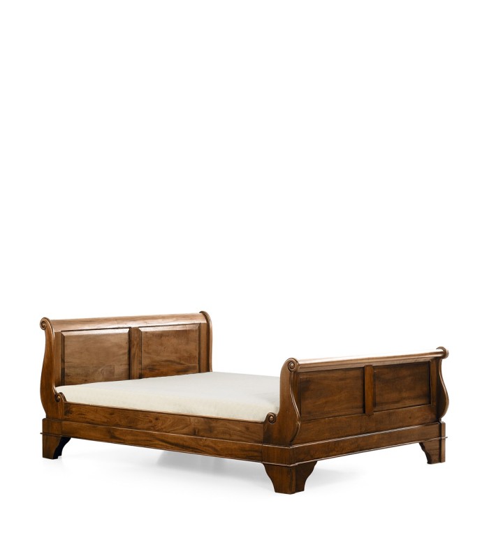 VINTAGE - Cama de caoba con somier de lamas incluido 165 x 225 x 98