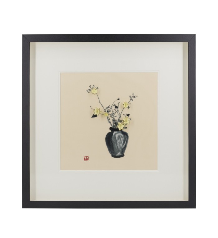 DIANA - Embroidered vase flowers picture wall 60 x 4 x 60