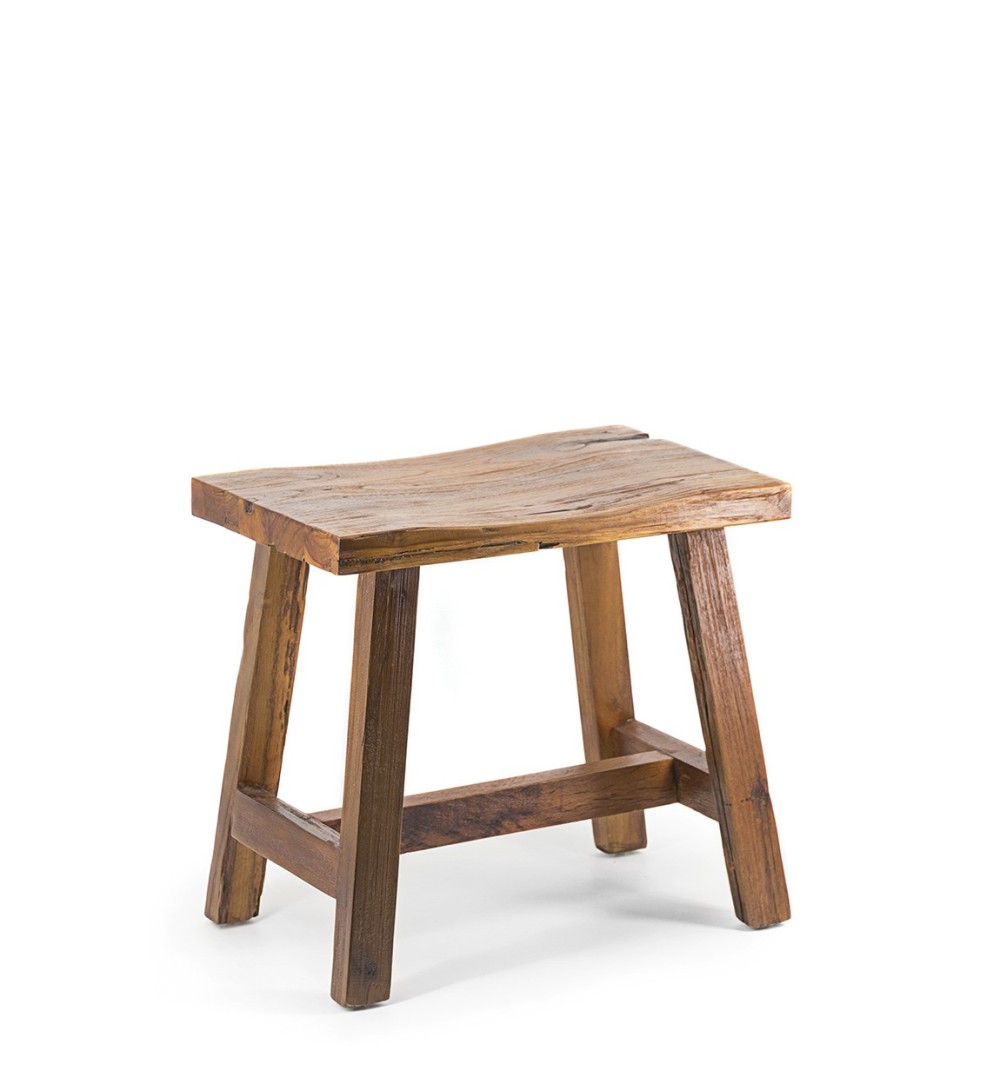 Tabouret rectangulaire en teck recyclé 52 x 32 x 48