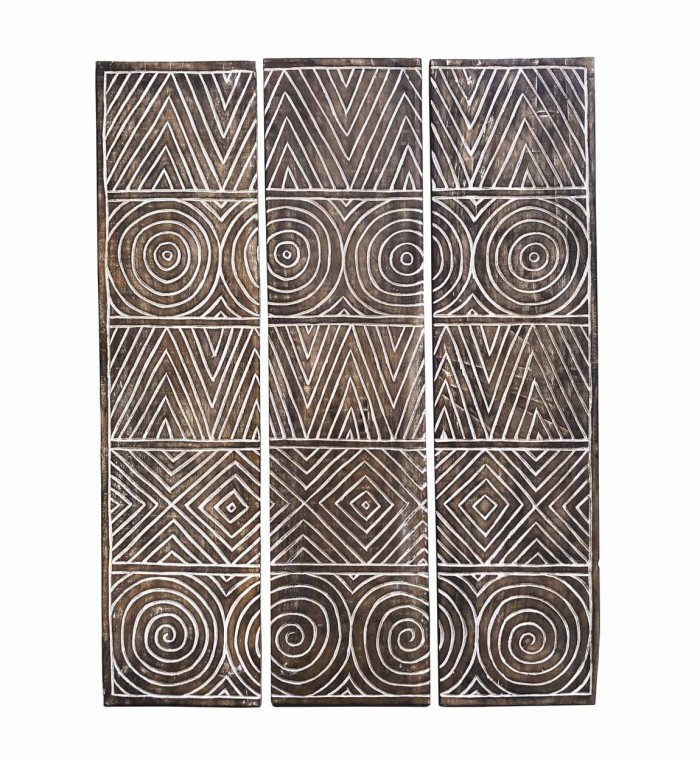 Set of 3 carved panels 105 x 2 x 140